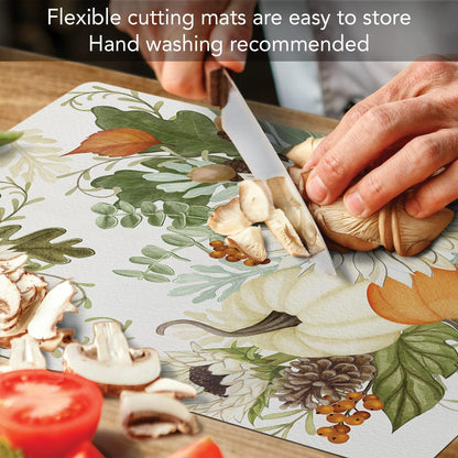 Cut N' Funnel Farmhouse Fall Designer Flexible Cutting Board Mat 15" x 11.5" Made in the USA Decorative Flexible Easy to Clean