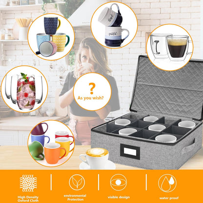 VERONLY 2 Pack Flatware Utensil Storage - Sturdy Silverware Storage Box with Dividers, 5 Compartment Flatware Storage Case with Handles and Removable Lid for Moving&Protected(Dark Gray)