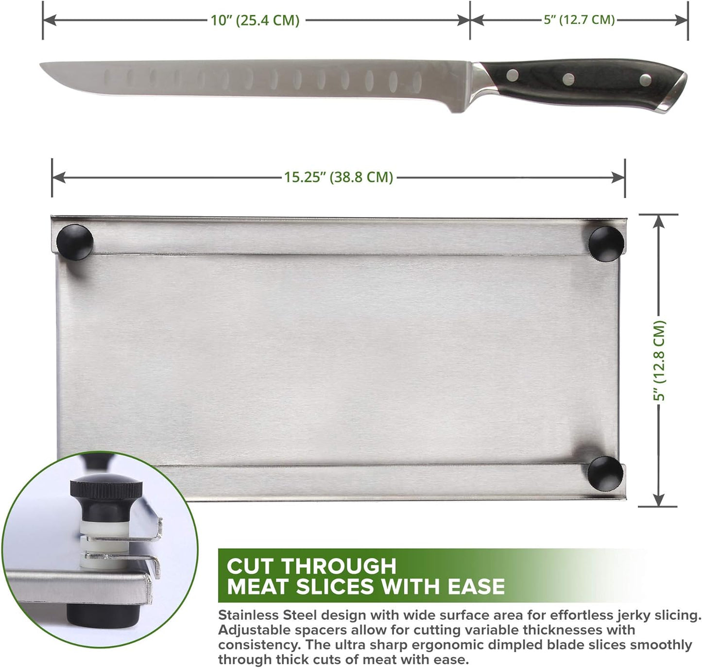 Meat slicer Stainless Steel Jerky Maker Cutting Board With 10-Inch Professional Slicing and Carving Knife