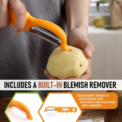 Spring Chef Premium Swivel Vegetable Peeler, Soft Grip Handle and Ultra Sharp Stainless Steel Blades - Perfect Kitchen Peeler For Veggie, Fruit, Potato, Carrot, Apple - Black