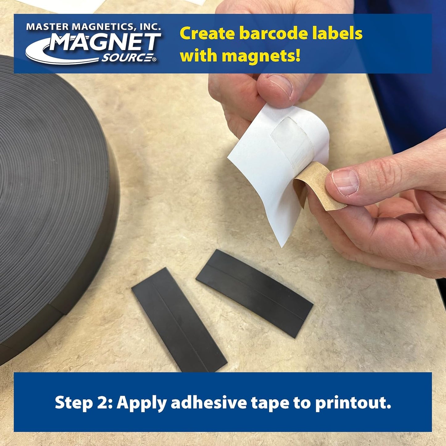 Master Magnetics Flexible Magnet Strip - One-Sided Magnetic Strip, Cuttable Magnet, 0.5" Wide, 0.06" Thick, 100 Feet, ZGN10PBX