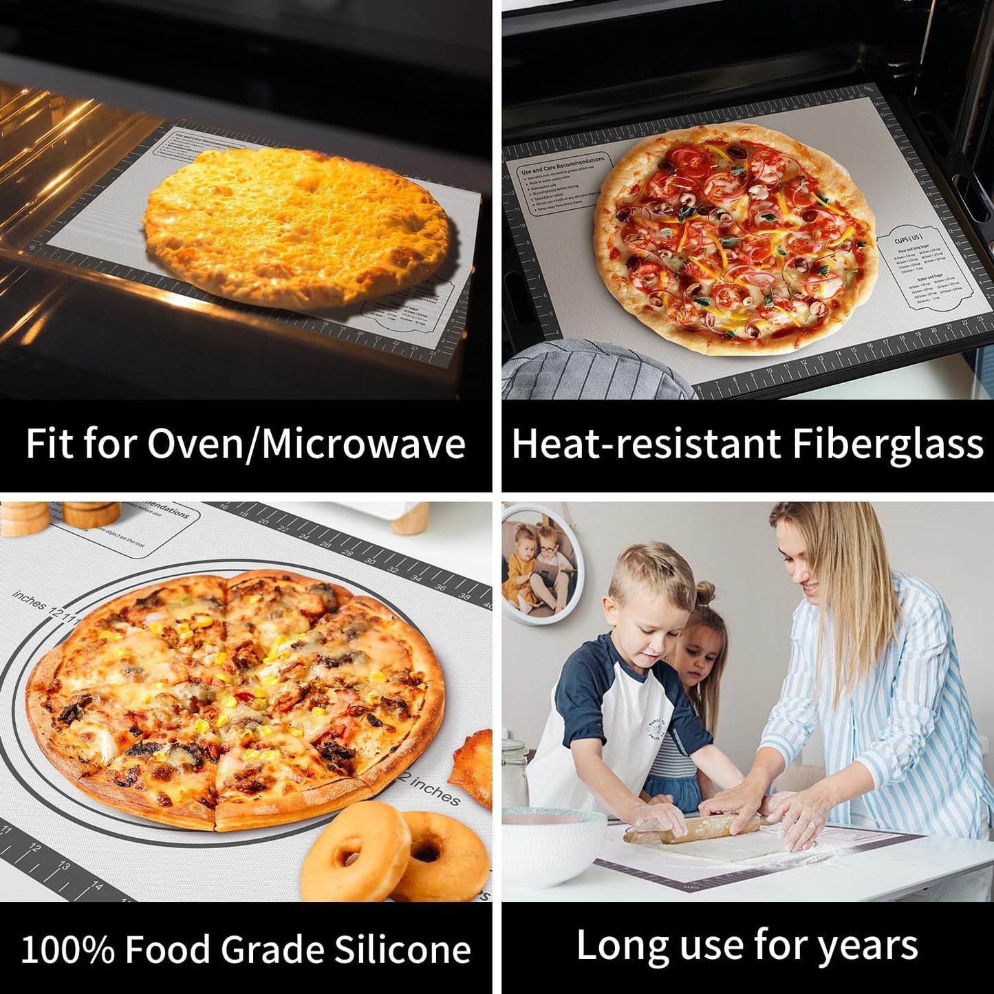 Silicone Baking Mat, Non Stick Pastry Mat Sheet for Dough Rolling, Nonslip Fondant/Pie Crust Mat, Counter Mat Oven Liner Mat for Making Cookies Macarons Bread Baking Supplies Extra Large 26 x 16 Inch