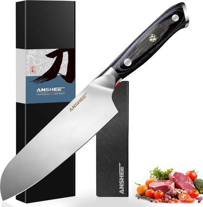 ANSHEE 8 Inch Gyuto Chef Knife - High Carbon Stainless Steel Ultra Sharp Blade,G10 handle Dishwasher Safe, Professional Kitchen Knife for Meat,Vegetables with Sheath Gift Box(Home Cooks & Restaurants)