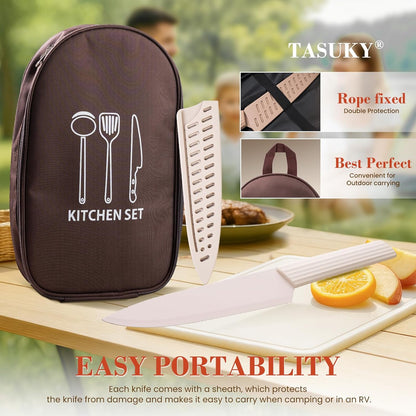 XXV 17Pcs Knife Set with Block & Sharpener,Kitchen Knives Block with Drying Function and Plug, German Stainless Steel Chef Knife Set with Bag,Dishwasher Safe Knives Set for Kitchen,Camping