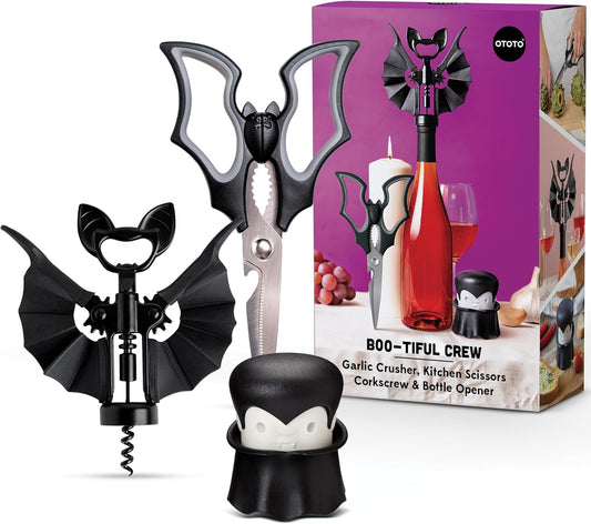 OTOTO Elizabat Kitchen Scissors - Halloween Goth Cute Bat Kitchen Shears, Gothic Scissors Utensils - Spooky Bats Halloween Gifts, Cute Gadgets, Kitchen Gadgets