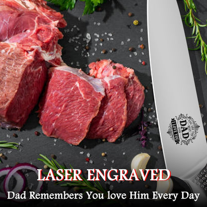 Fathers Day Dad Gifts from Son Daughter - Best Dad Ever Engraved 8 inch Chef Knife Present for Dad Birthday Father Day Kitchen Gadgets