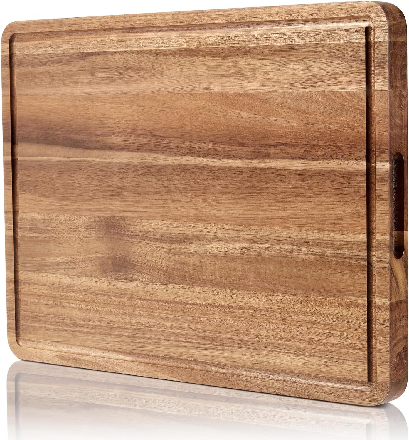 Large Wooden Cutting Board for Kitchen, 20" x 15" Acacia Wood Butcher Block Cutting Board with Juice Groove, Thick Chopping Board Carving Board for Meat Turkey Vegetables