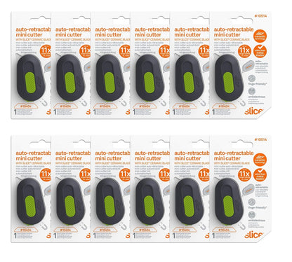 Slice Auto-Retractable Mini Box Cutter | Safe Ceramic Box Cutter Lasting 11x Longer than Metal | Keychain Box Opener | 2 Pack