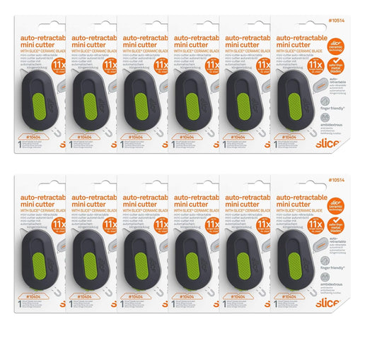 Slice Auto-Retractable Mini Box Cutter | Safe Ceramic Box Cutter Lasting 11x Longer than Metal | Keychain Box Opener | 2 Pack