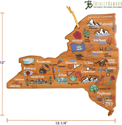 Totally Bamboo Tennessee State Shaped Cutting Board and Charcuterie Serving Platter with Artwork by Fish Kiss, Includes Hang Tie for Wall Display - Colors A
