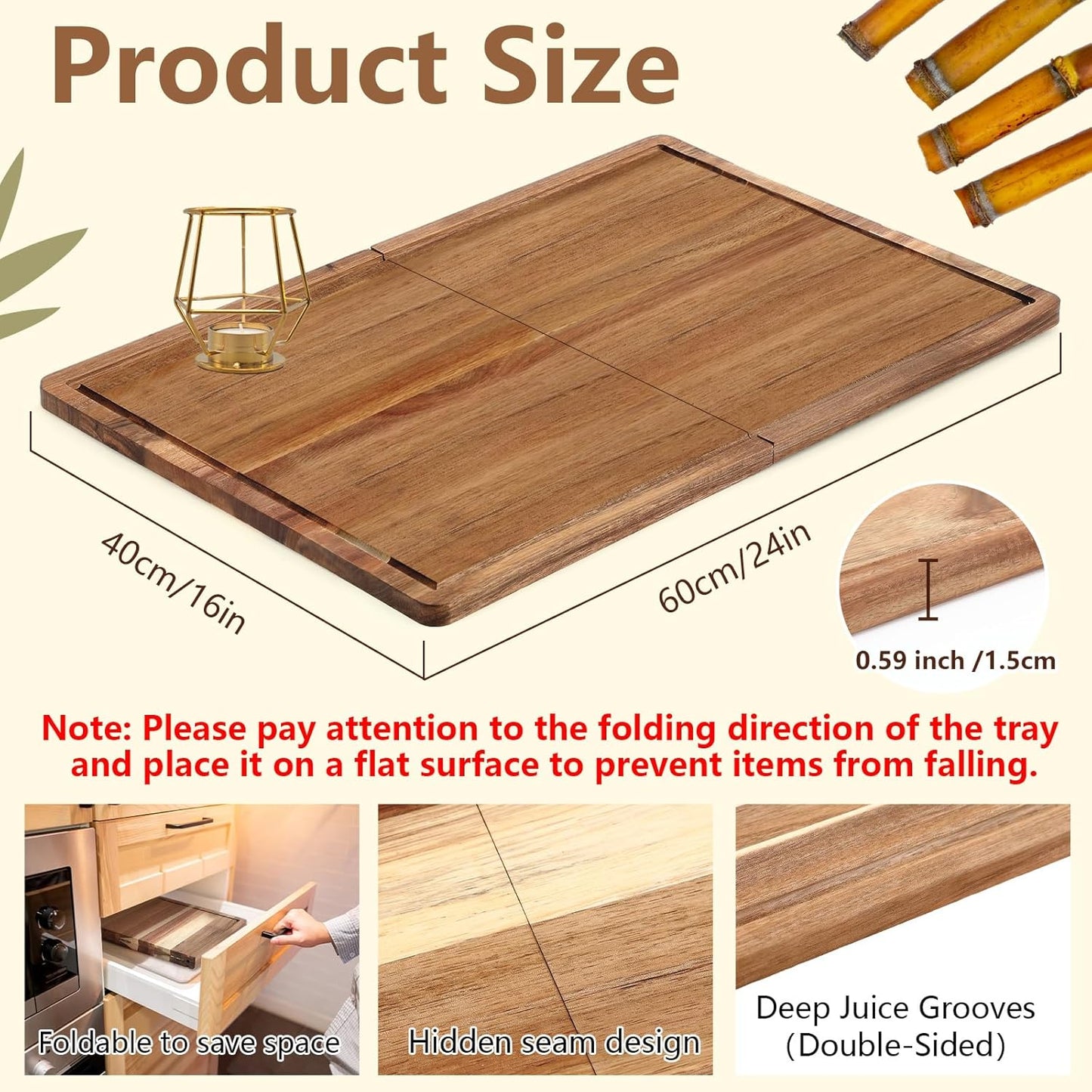 Teenyyou 32 x 18 Large Acacia Wood Cutting Boards for Kitchen Wooden Cutting Board with Juice Groove Extra Large Serving Platter Carving Tray for Meat Cheese(Black)