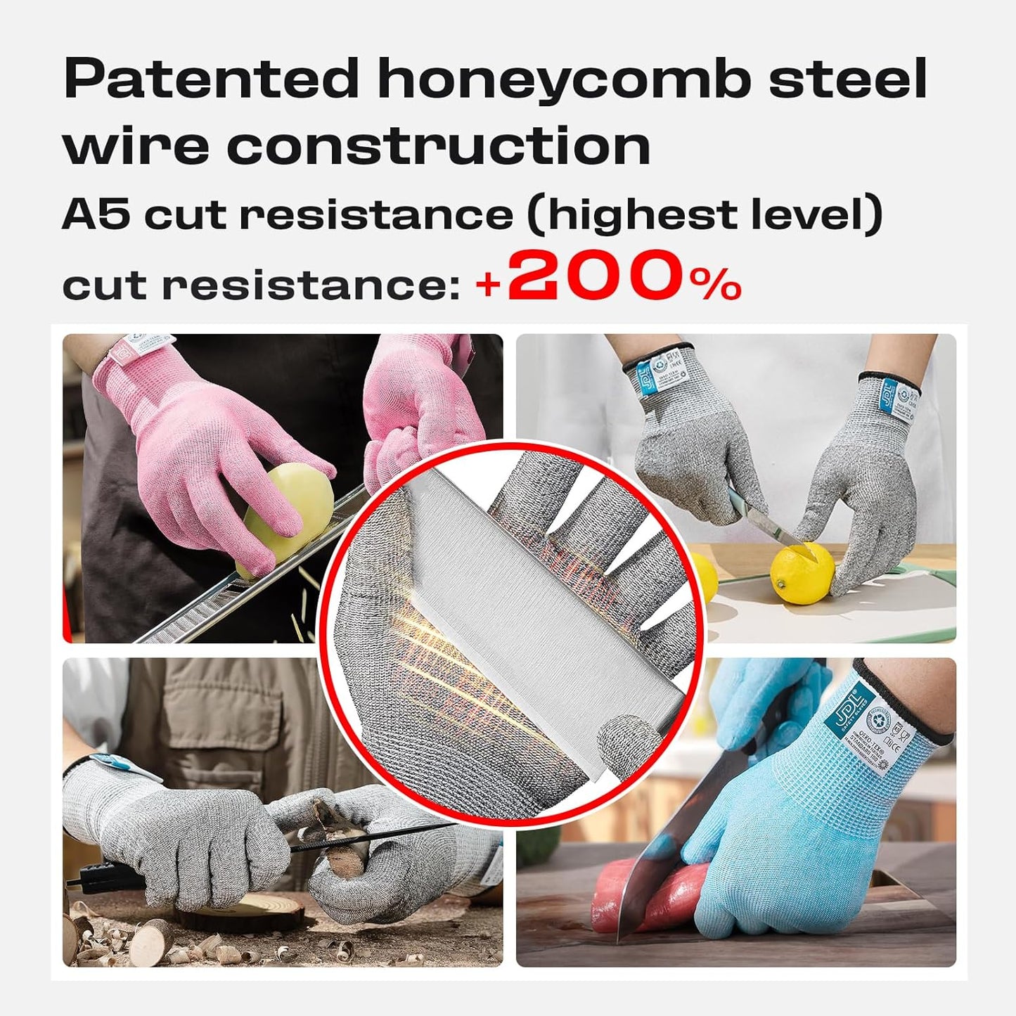 JDL ANSI A6 Cut-Resistant Gloves for Women, Food Grade, Knife Protection, Glass Handling, Superior Comfort & Lightweight, Pink, Small