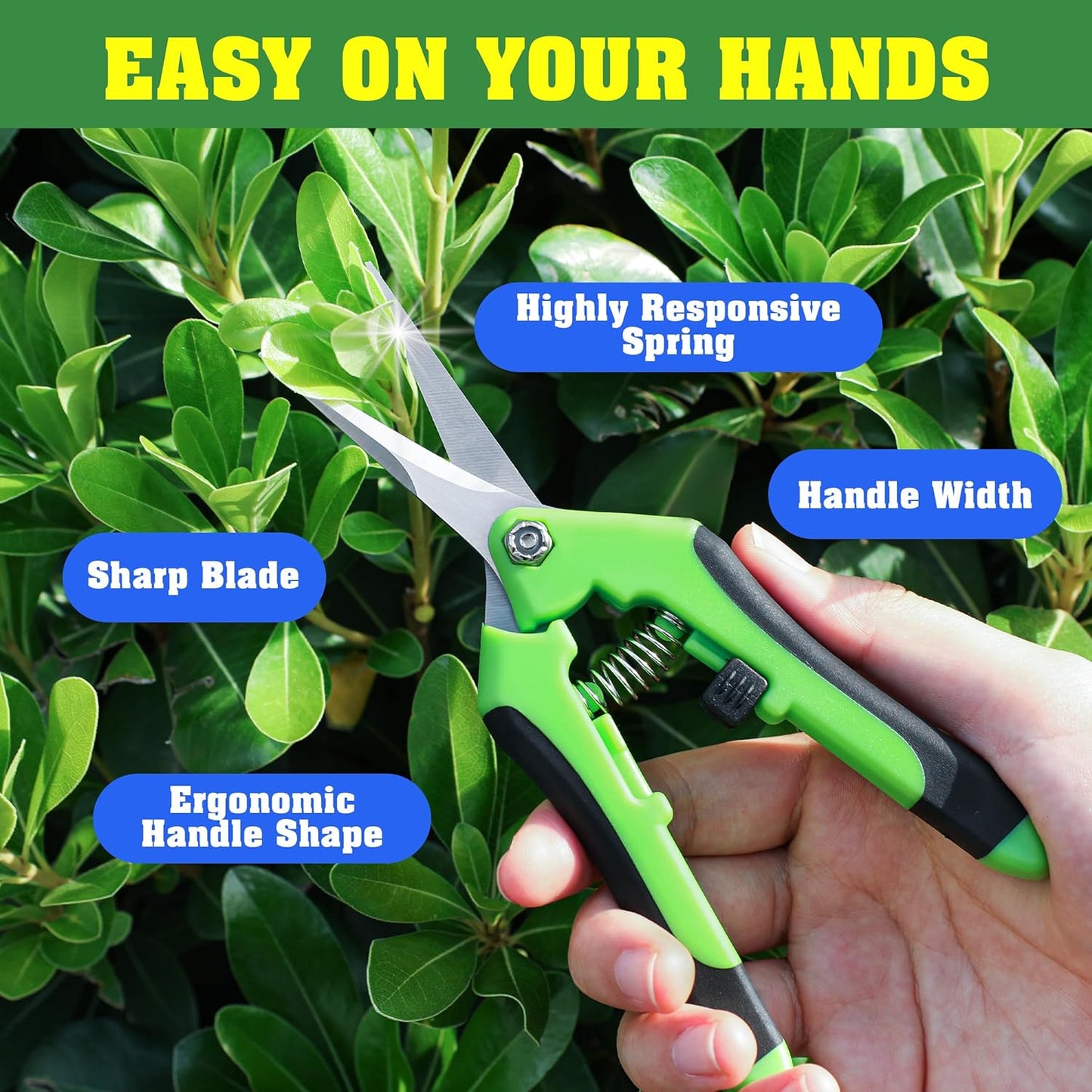 EWPJDK 4 Pack Garden Shears, Stainless Steel Shears Gardening Tools, Scissors, Garden Clippers, Pruning Shears for Gardening Shears & Scissors (Orange Green)