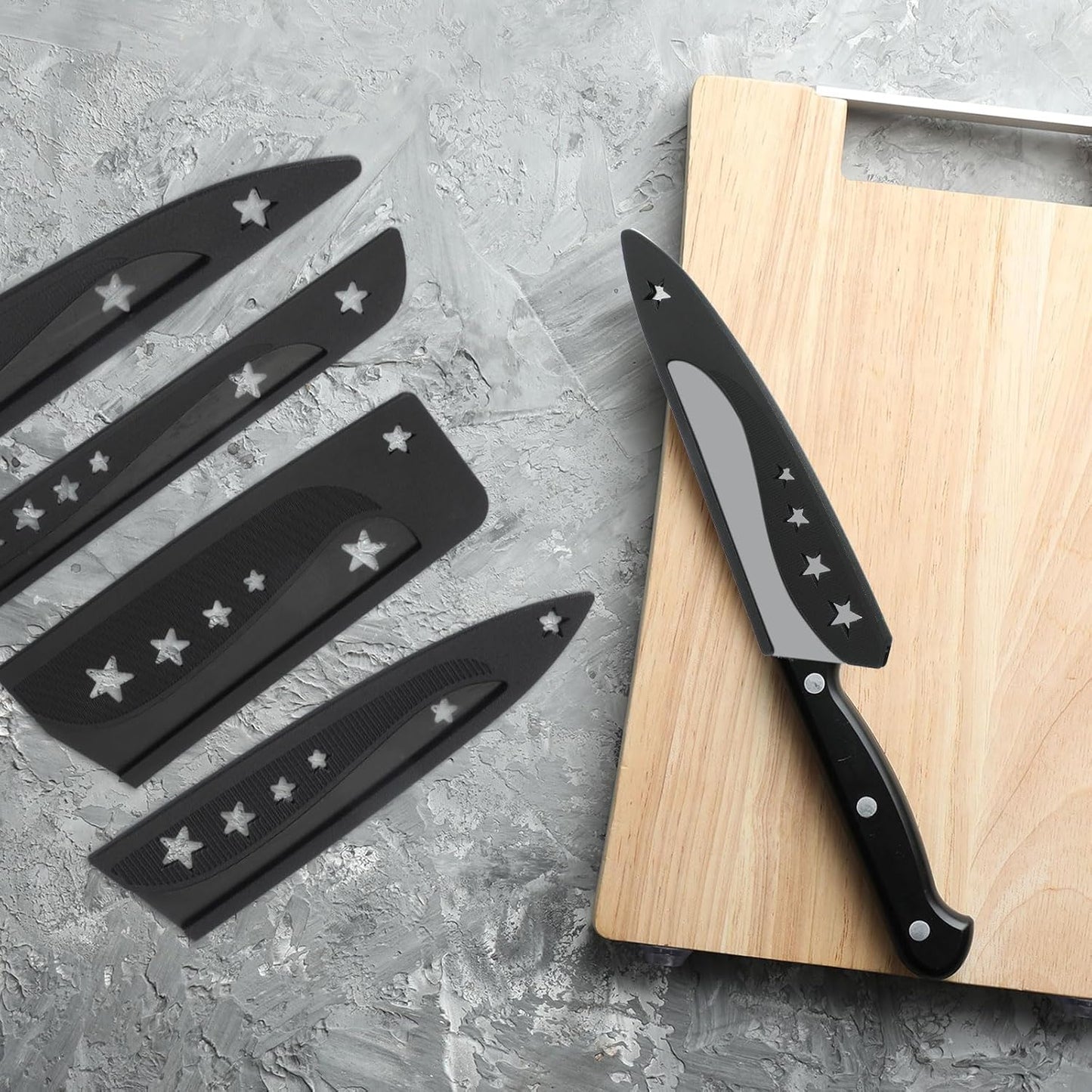 PATIKIL Plastic Safety Knife Cover Sleeves for 7" Boning Knife 7.5 x 1.9 Inch (LxW), 5 Pack Knife Blade Guard Protector Universal Kitchen Knife Sheath for Kitchen Bar, Black