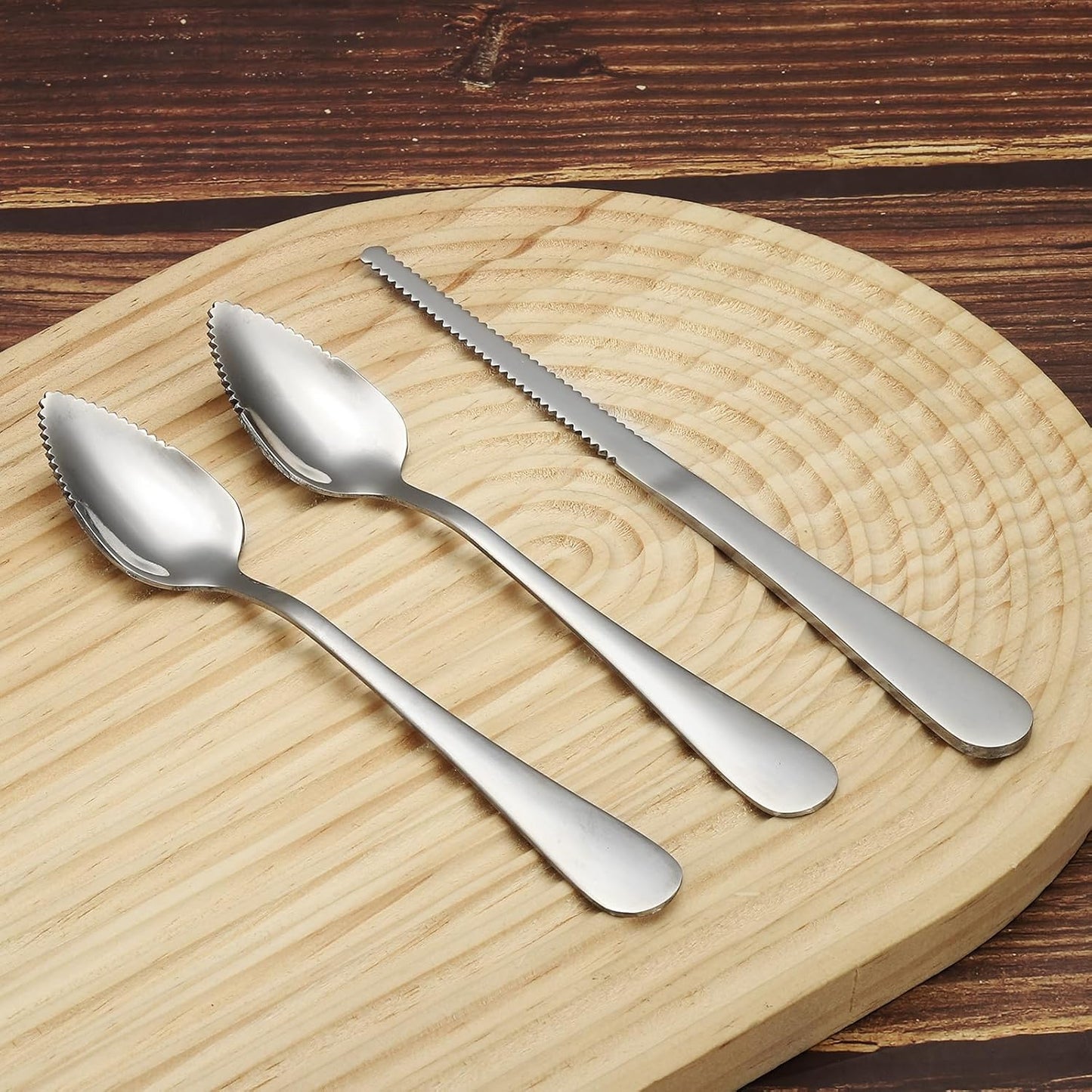 PATIKIL 4PCS Grapefruit-Spoons with Serrated Edge, Grapefruit-Spoons Serrated, Silver, 2 Set