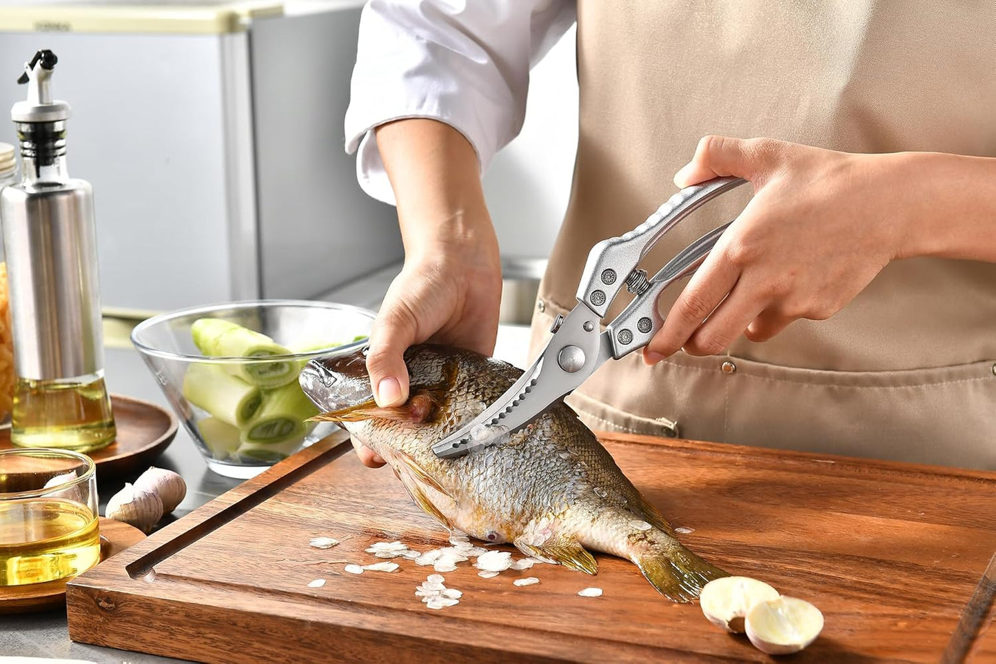 Heavy Duty Poultry Shears - Kitchen Scissors for Cutting Chicken, Poultry, Game, Meat - Chopping Vegetable - Spring Loaded