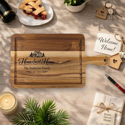 EcoDecors 18"x14" Extra Large Teak Cutting Board, Edge Grain Wood with Juice Groove & Handle, FSC Certified for Kitchen, Carving & Butcher Block Prep