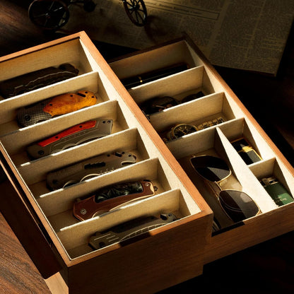 Knife Display Case, 3-Layer Pocket Knife Case Display & Storage Knives, Solid Wood Knife Case for Collections, Gift for Boyfriend Fathers Day Birthday Gifts(Black)