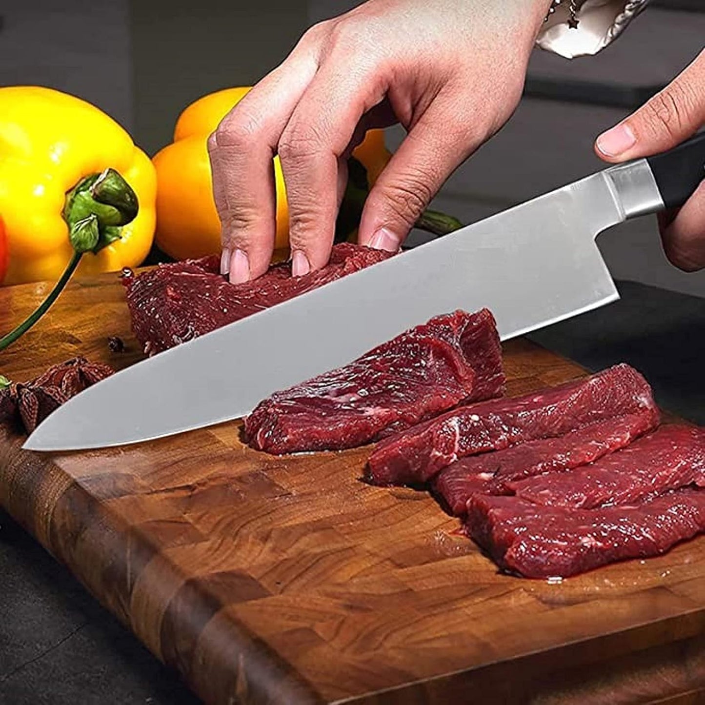 TrueCraftware– 13” Stainless Steel Japanese Cow Knife- Japanese Gyuto Cooking Kitchen Meat Knife Cooking for Kitchen Cutting Vegetable Salad Boneless Chef Knife
