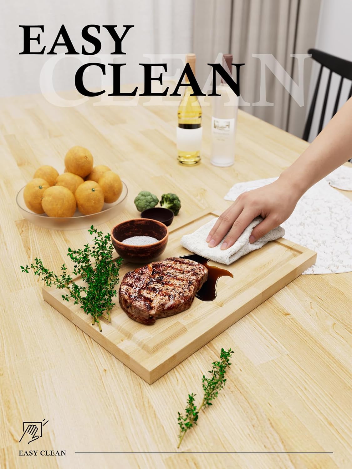 4FT Butcher Block Countertop Birch Solid Wood - 50" x 25" Table Top Butcher Block Cutting Board for Kitchen Island Cart Living Dining Office Desk Workbench Washer Dryer Countertop Unfinished 1.5" Th