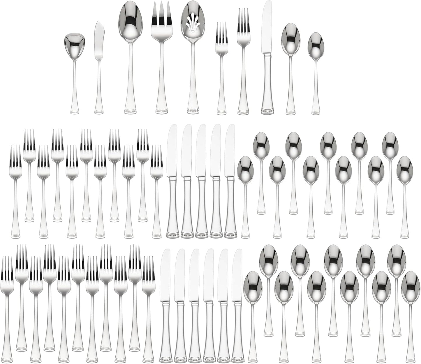 Lenox Silverware Set, Portola 12-Piece Steak Knife Flatware Set, Service For 12, Made Of 18/10 Stainless Steel, Dishwasher Safe, Home And Kitchen Utensils, Knives, Cutlery (Silver, 12 Piece)