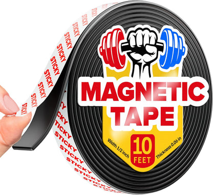 X-Bet Magnet Magnetic Strips with Adhesive Backing - Magnetic Tape for Crafts - Tool and Knife Magnet Strips for Kitchen, Garage and Garden - Adhesive Magnetic Tool Holder Strip for Wall(6 Pieces)