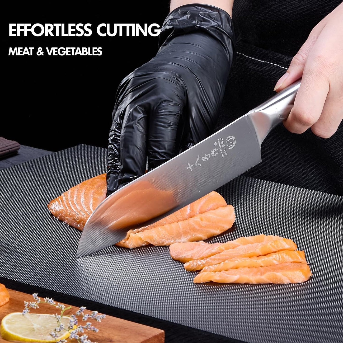 SHI BA ZI ZUO 6.5-inch Santoku knife Professional chef's knife, stainless steel kitchen knife with cast steel handle