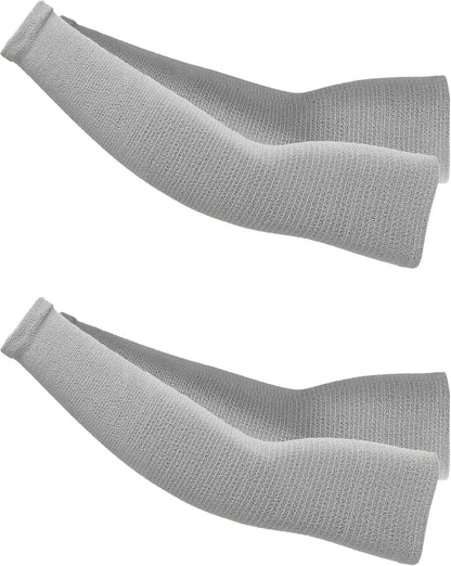 Schwer 2 Pairs 15.4in Down Yarn Knitted Arm Warmers, Summer Essential Arm Sleeves for AC Rooms, Hyaluronic Acid Infused, Moisturizing & Skin-Friendly, Light Compression Arm Protectors for Thin Skin