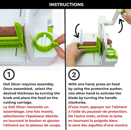 Starfrit Deli Slicer, Slices Meat, Cheese, Bread, 6.5" Stainless Steel Blade, Adjustable Thickness Knob, Nestable for Easy Storage, 2-in-1 Fruit and Vegetable