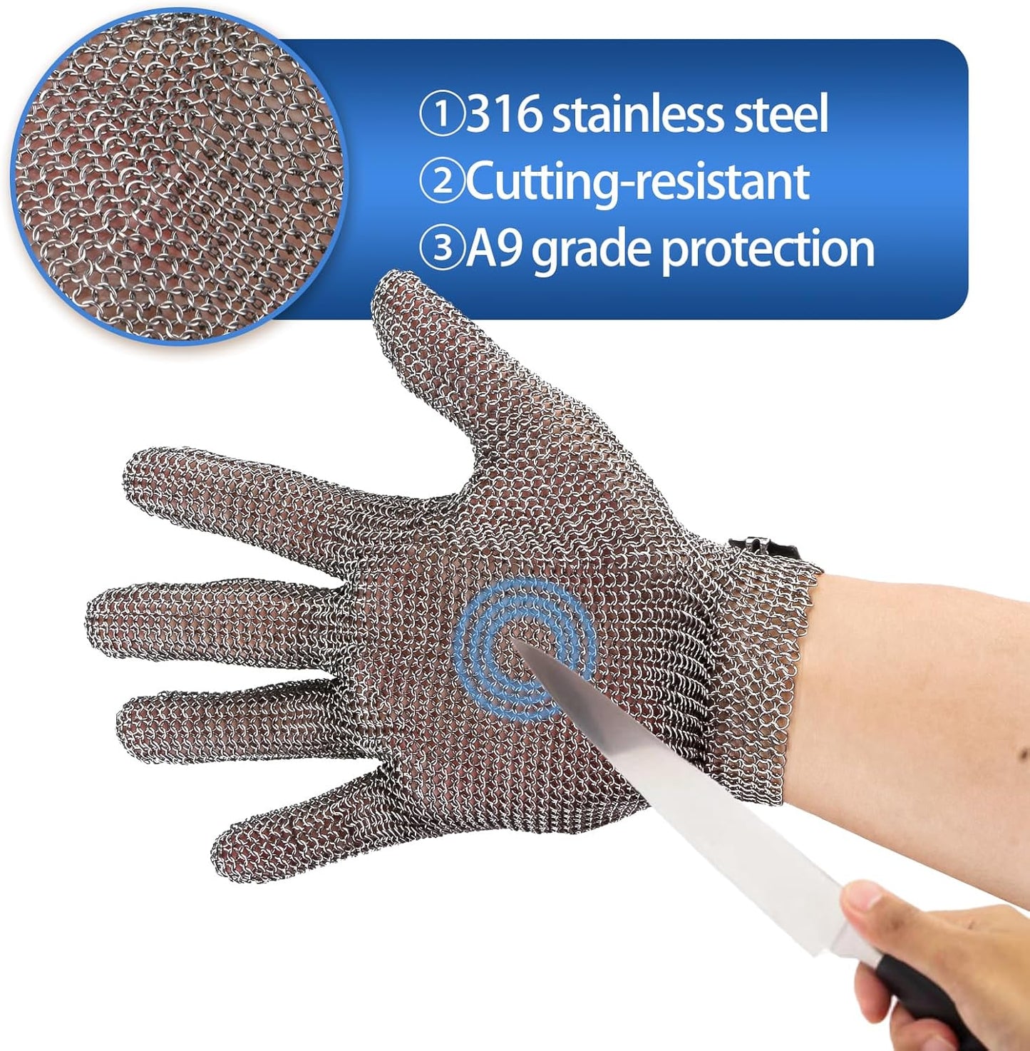 Top grade cut resistant stainless steel mesh chainmail gloves for butchering, protective gloves