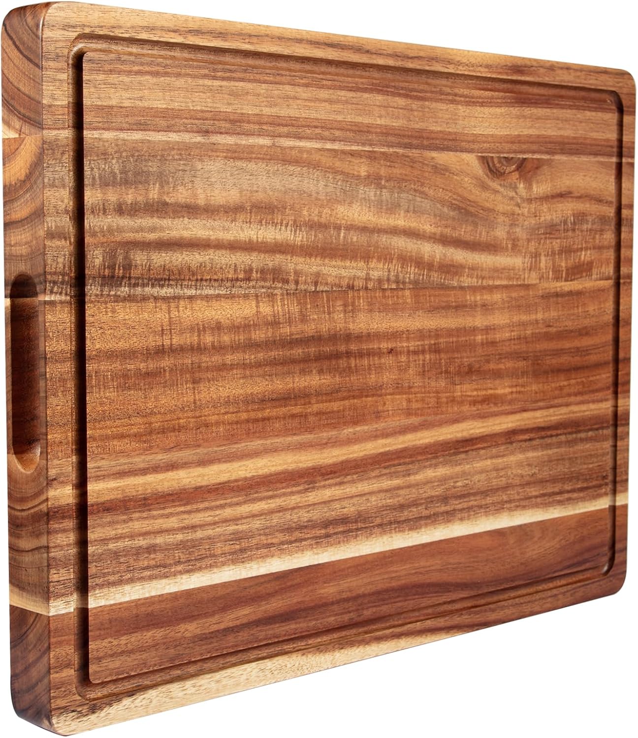 Large Wooden Cutting Board for Kitchen, 20" x 15" Acacia Wood Butcher Block Cutting Board with Juice Groove, Thick Chopping Board Carving Board for Meat Turkey Vegetables