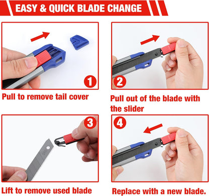 WORKPRO 18mm Retractable Utility Knife, Heavy Duty Snap-off Box Cutter with 10-Piece SK5 Blades for Cartons, Cardboard and Boxes, Perfect for Office and Home Use