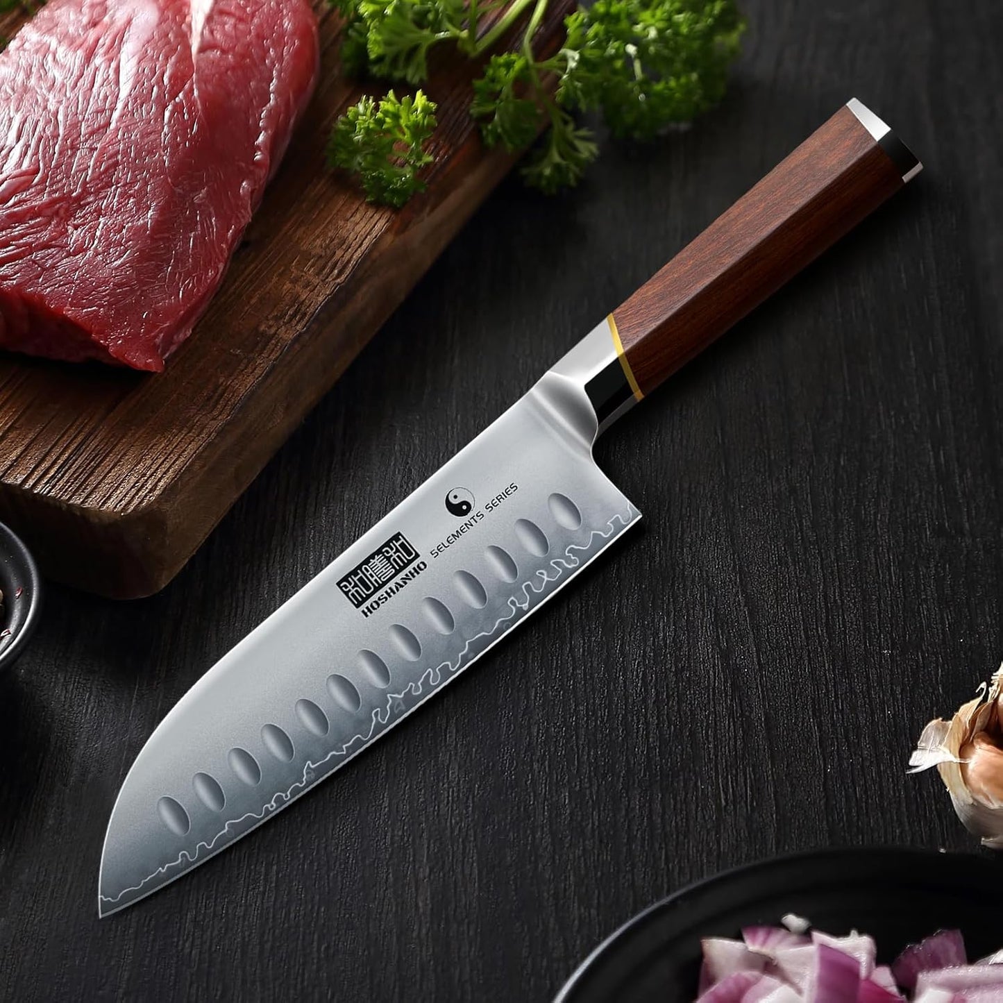 HOSHANHO Chef Knife 8 Inch, Japanese High Carbon Steel Kitchen Knife Ultra Sharp Cooking Knife, Professional Chef's Knife with Ergonomic Red Sandalawood Handle
