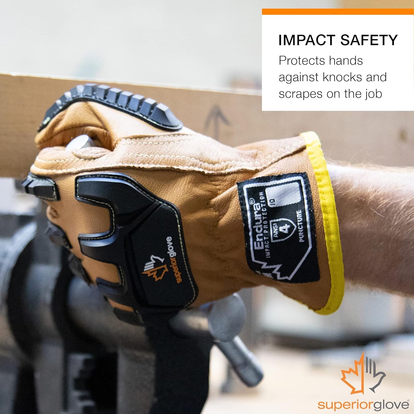 Superior Glove Endura Cut and Impact Resistant Leather Work Gloves – Insulated for Cold Winter Temperatures – 378KGTVB Large (Pack of 1 Pair)