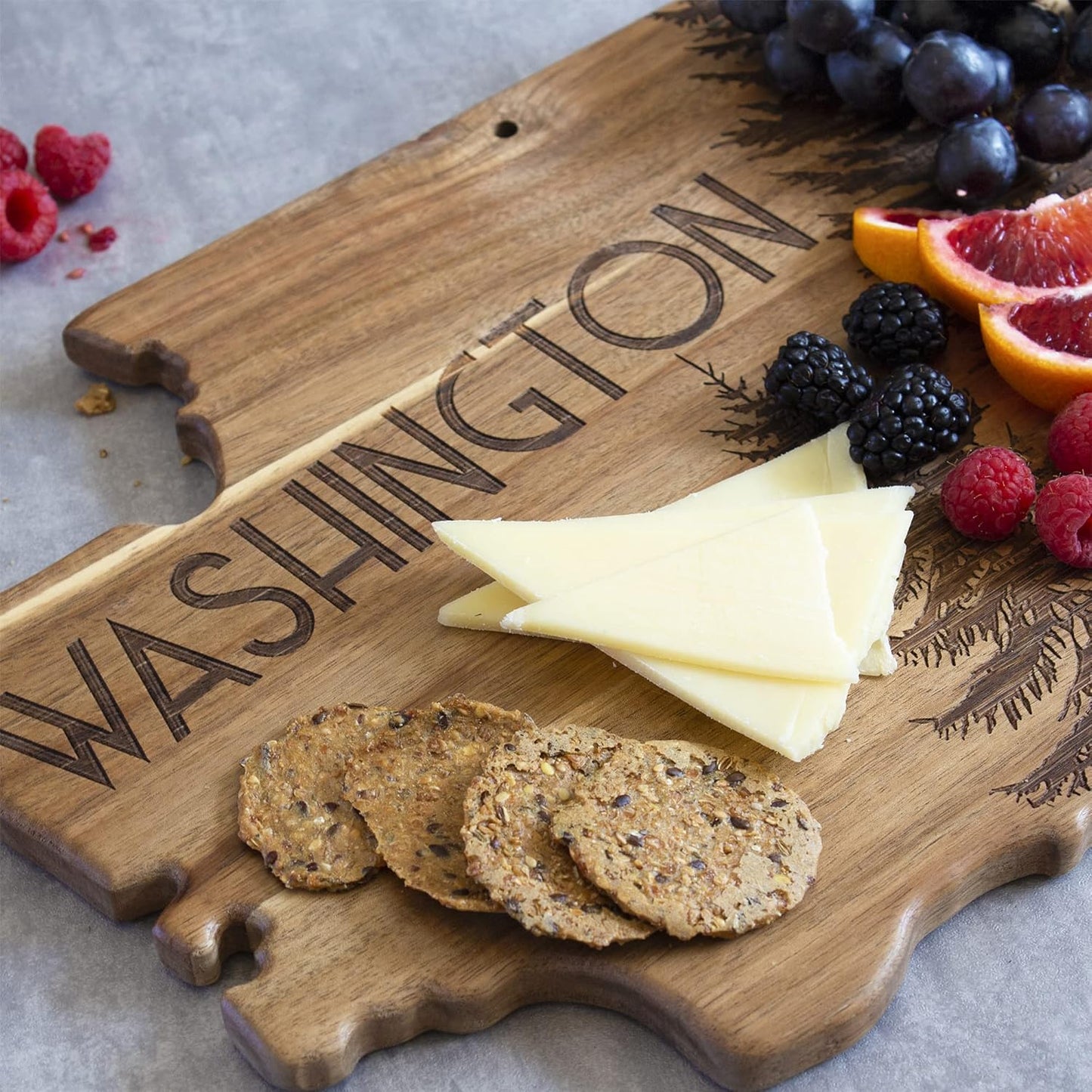 Totally Bamboo Rock & Branch Origins Series New York State Shaped Cutting Board and Charcuterie Serving Tray, Includes Hang Tie for Wall Display