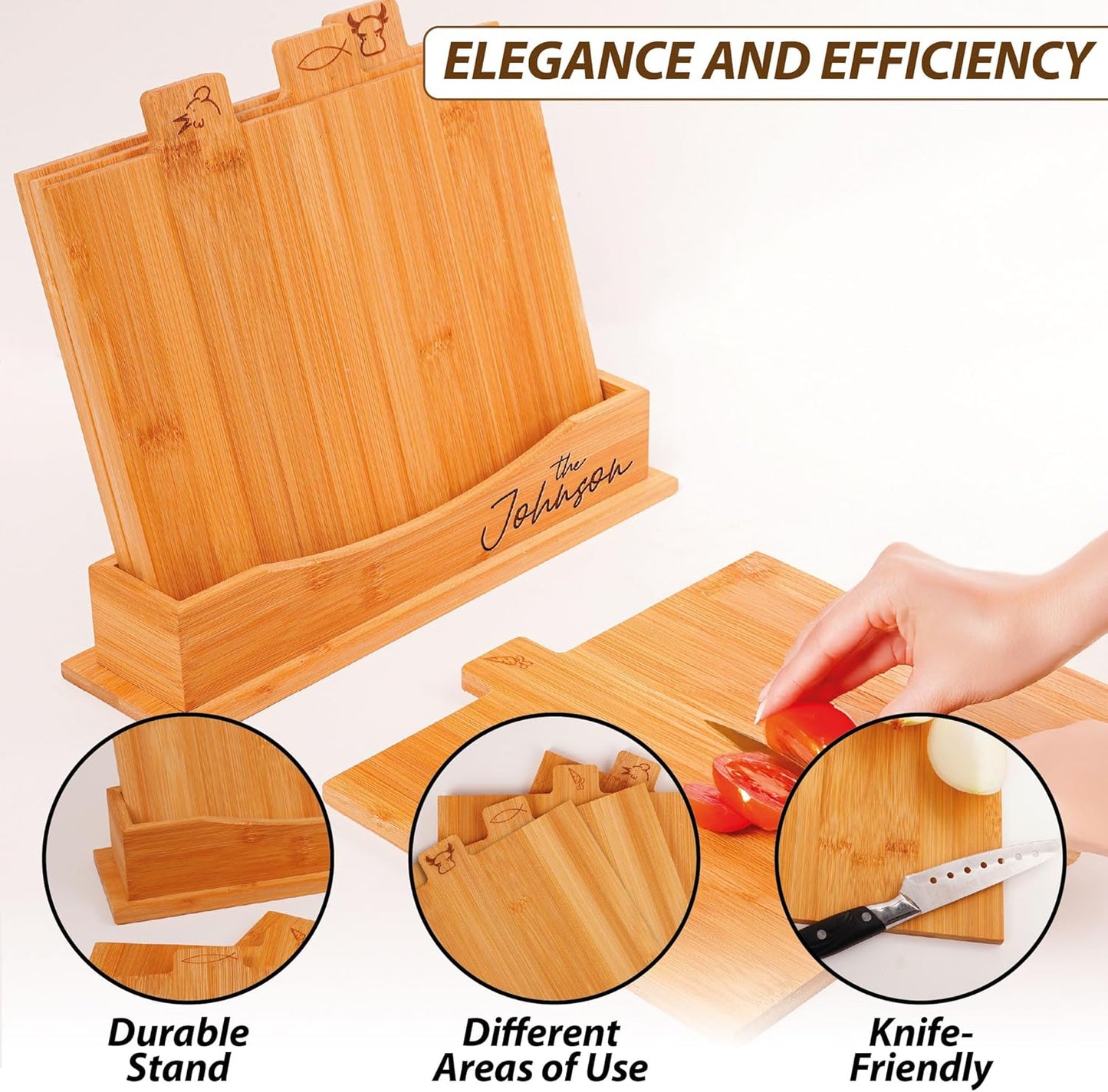 4-Piece Custom Wooden Chopping Boards for Kitchen, Wedding Gift for Couple 2026, Personalized Cutting Board Set with Holder, Gifts for Anniversary, Christmas, Housewarming, New Home, Engagement