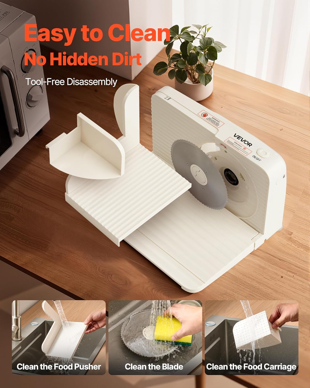 VEVOR Meat Slicer, 7.5 inch 200W Electric Deli Slicer Machine with SUS420 Blade, 0-0.6 inch Adjustable Thickness, ETL Certified Home Food-Slicer for Meat, Ham, Baguett, Steak