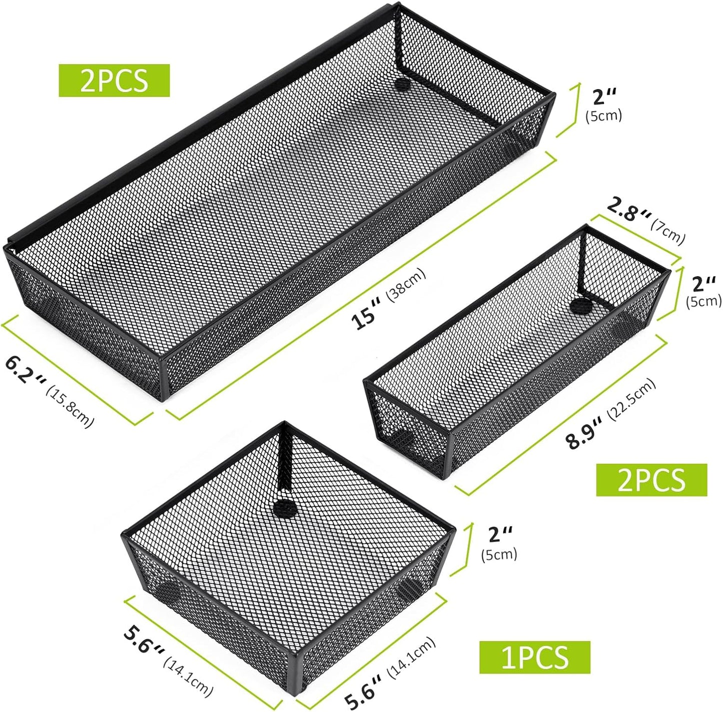 Neudeco Silverware Organizer,Mesh Drawer Organizer for Kitchen，Metal Utensil Organizer for Flatware, Knives, Spoons,Cosmetic (Silver 9 * 3 * 2 inch Pack6)