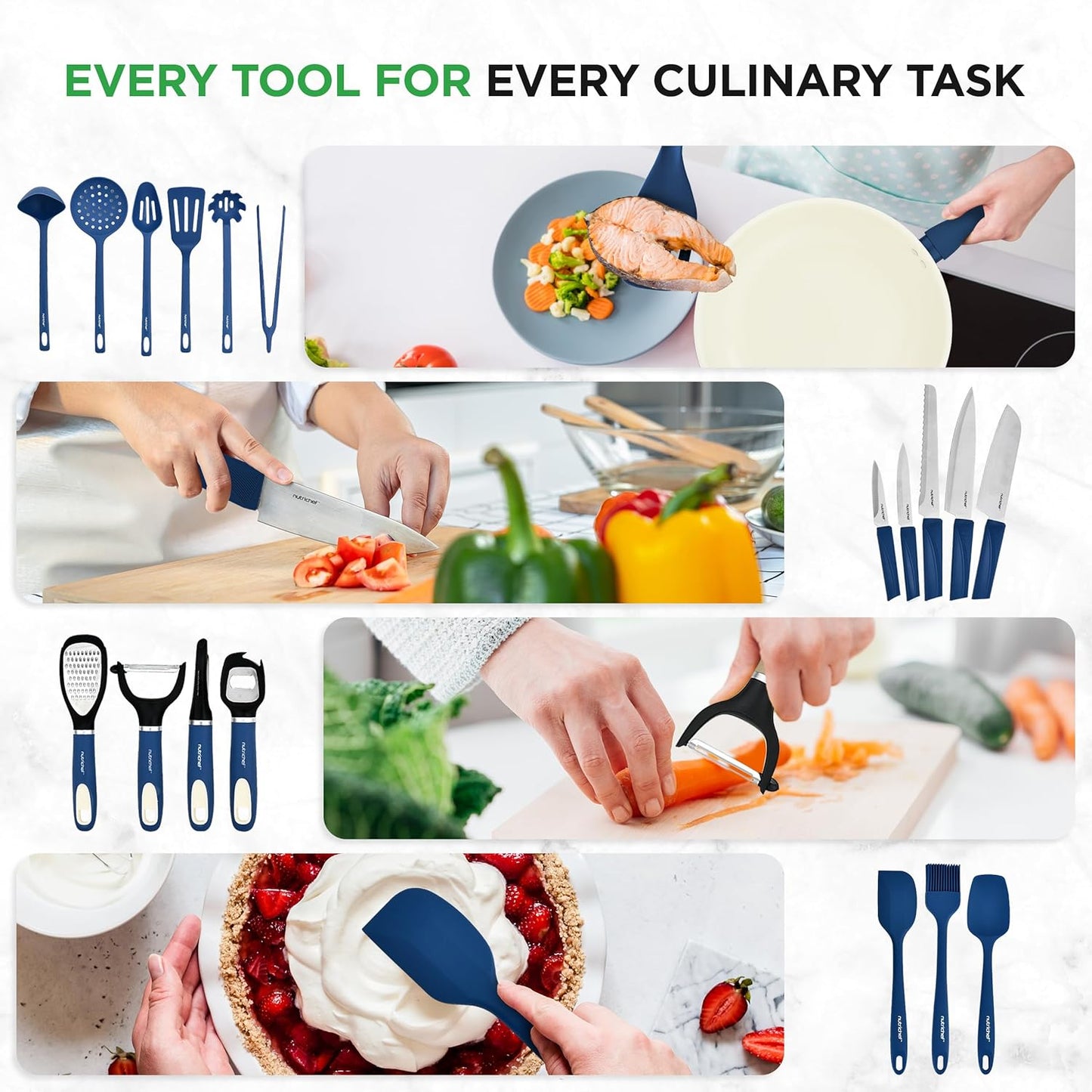 NutriChef 54-Piece Kitchen Cookware Set – Complete Non-Stick Ceramic Pots and Pans Set with Utensils, Bakeware, and Knife Set, Gas, Electric & Induction Compatible, Blush Pink Kitchen Essentials
