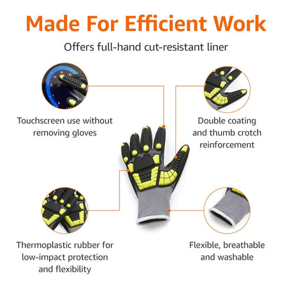 Amazon Basics Safety Work Gloves, Cut Level A1, Abrasion ANSI Level A4, Impact Resistant, Touch Screen Friendly, 15G Sandy Nitrile Palm, Yellow, Size X-Small, Pack of 120 Pairs