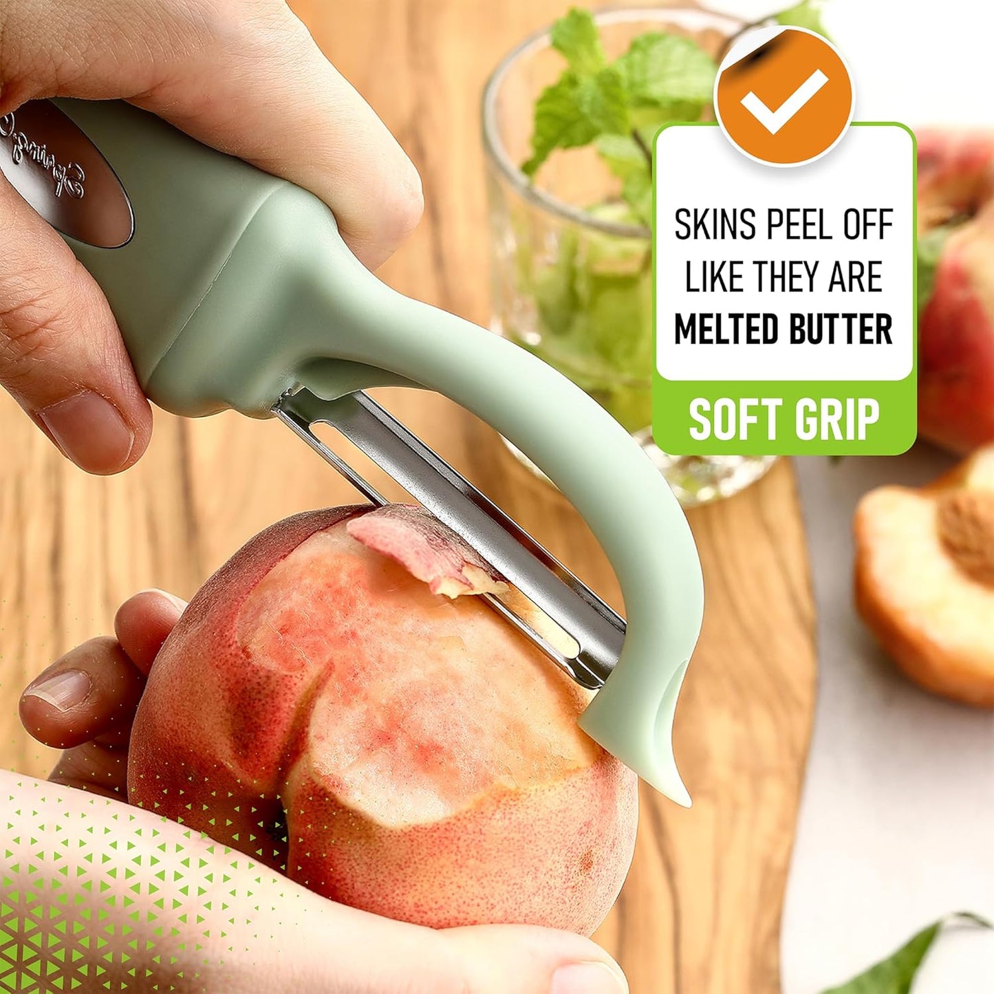 Spring Chef Premium Swivel Vegetable Peeler, Soft Grip Handle and Ultra Sharp Stainless Steel Blades - Perfect Kitchen Peeler For Veggie, Fruit, Potato, Carrot, Apple - Black