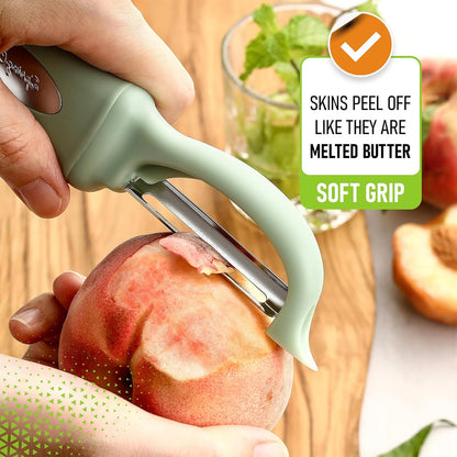 Spring Chef Premium Swivel Vegetable Peeler, Soft Grip Handle and Ultra Sharp Stainless Steel Blades - Perfect Kitchen Peeler For Veggie, Fruit, Potato, Carrot, Apple - Black