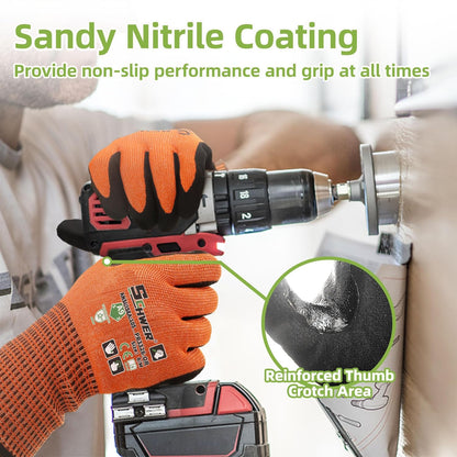 Schwer ProGuard High Level Cut Resistant Work Gloves PR3326 for Extreme Protection，ANSI A9 Cut Gloves with Reinforced Thumb, Non Slip, Breathable, Durable, Touch-screen, Black 1 Pair（XL）