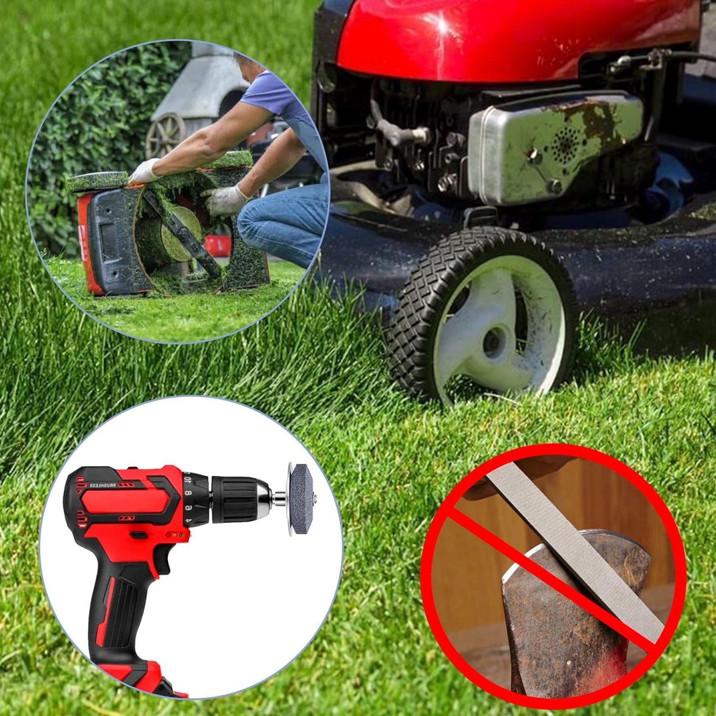 cenoz Crafts Man Lawn Mower Blade Sharpener for Any Power Hand Drill by (5 Packs Blue)