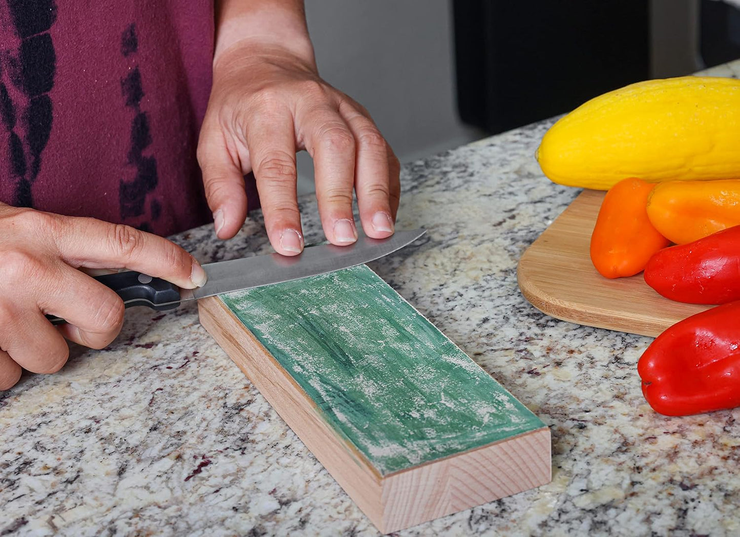 Schaaf Tools Leather Strop Block for Honing Carving Tools and Knives | Large 8"x3" Sharpening Strop | Green Polishing Compound included for Razor Sharp Finish