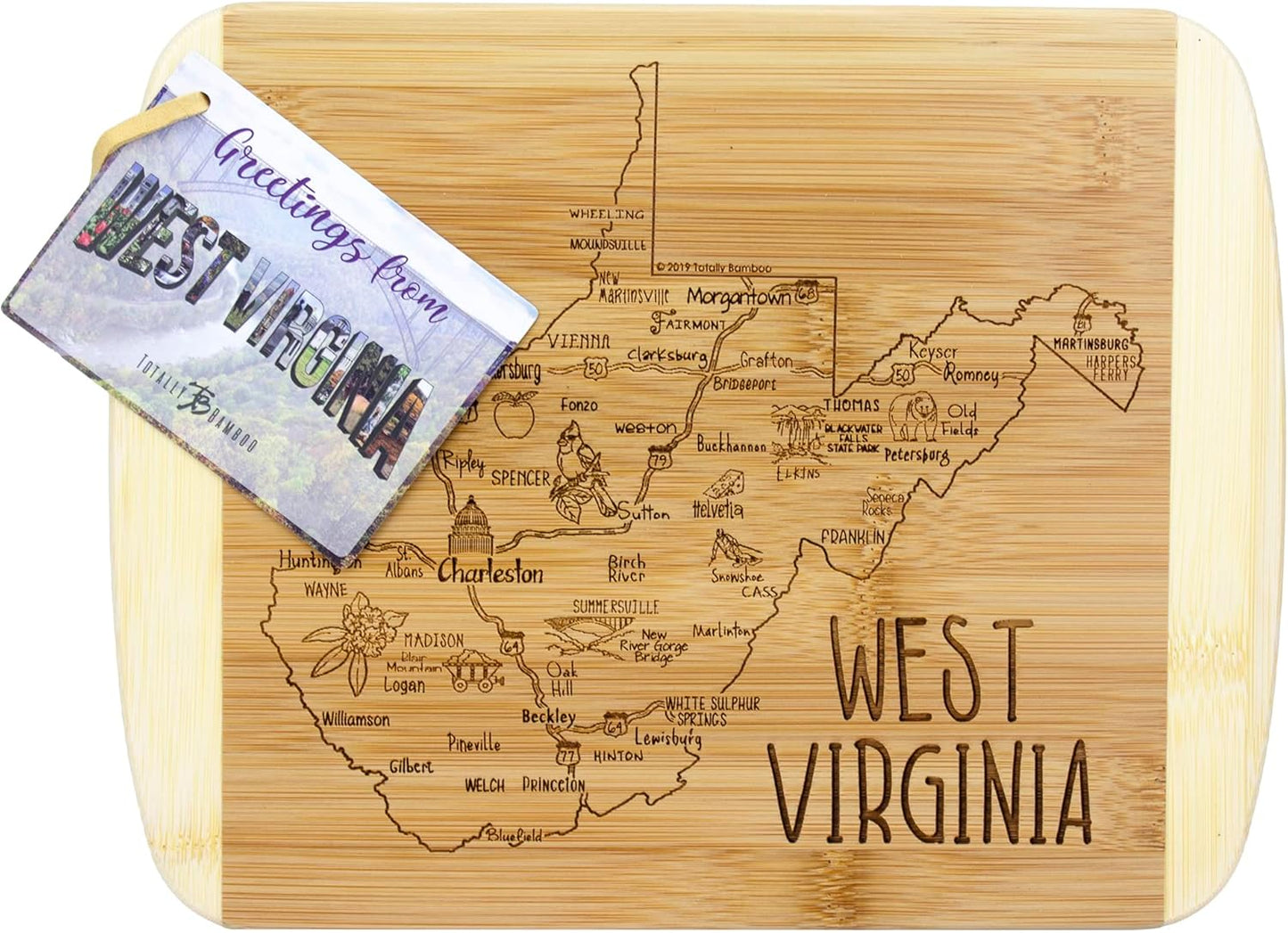 Totally Bamboo A Slice of Life New Jersey State Serving and Cutting Board, 11" x 8.75" - Colors A
