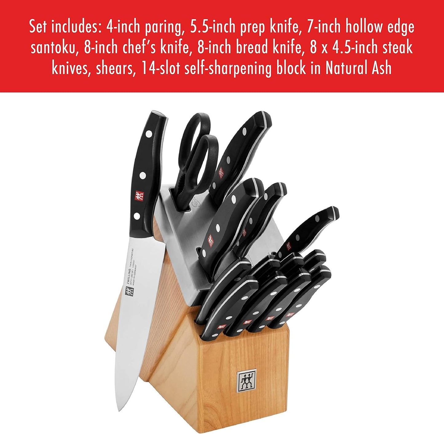 ZWILLING TWIN Signature 15-pc Self-Sharpening Knife Block Set - Brown
