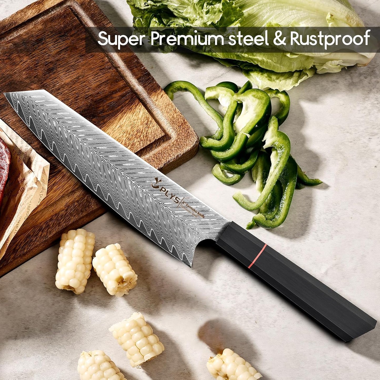 Kiritsuke Knife Damascus Kitchen Knives: 8-Inch Japanese Aus10 Professional Meat Knife with G10 Ergonomic Handle, Christmas Gift with Gift Box