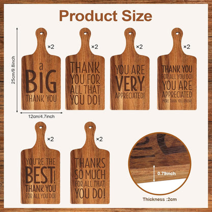 15 Pcs Wood Cutting Board with Handle 11 x 4.92 Inch Acacia Wooden Serving Kitchen Chopping Boards Wooden Serving Board with Hanging Hole for Vegetables Meat Pizza Cheese Fruit Bread
