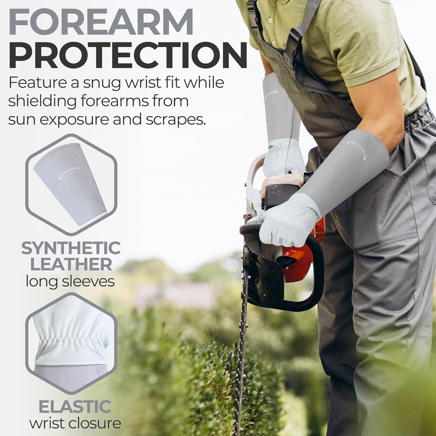 HANDLANDY Rose Pruning Gloves for Men & Women, Long Thorn Proof Gardening Gloves, Breathable Pigskin Leather Gauntlet, Best Garden Gifts & Tools for Gardener
